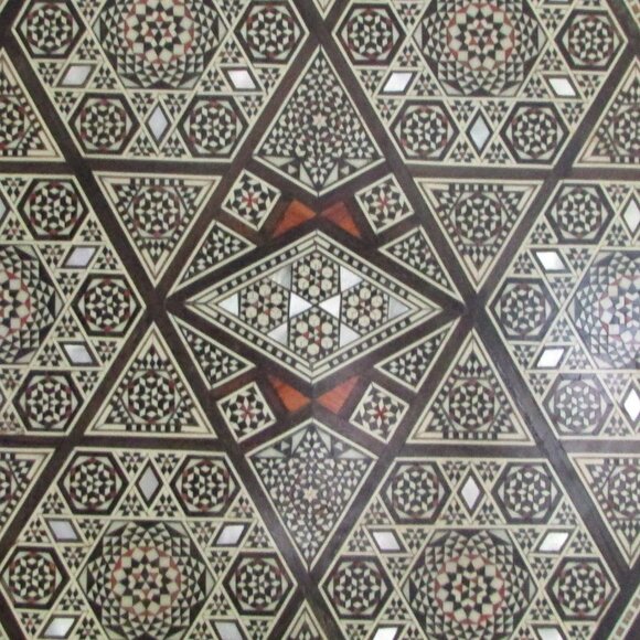 Unique 6-Sided Wood Tray with Inlays - Vintage - Picture 3 of 6